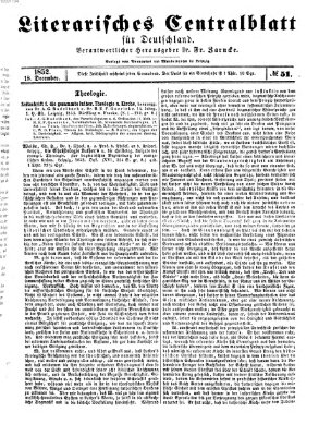 Literarisches Zentralblatt für Deutschland Samstag 18. Dezember 1852