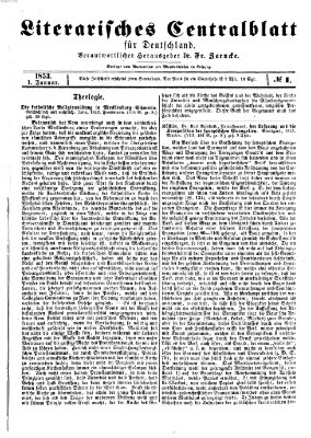 Literarisches Zentralblatt für Deutschland Samstag 1. Januar 1853