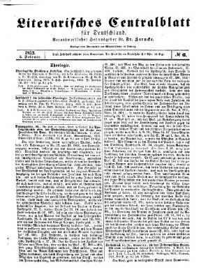 Literarisches Zentralblatt für Deutschland Samstag 5. Februar 1853