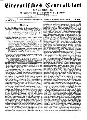 Literarisches Zentralblatt für Deutschland Samstag 11. März 1854