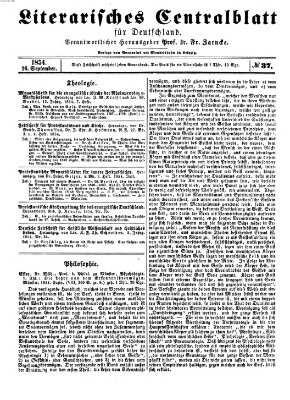 Literarisches Zentralblatt für Deutschland Samstag 16. September 1854