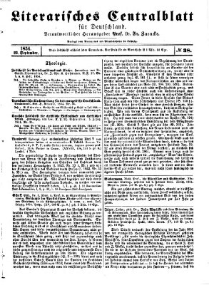 Literarisches Zentralblatt für Deutschland Samstag 23. September 1854