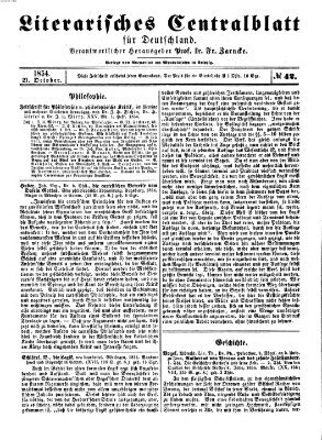 Literarisches Zentralblatt für Deutschland Samstag 21. Oktober 1854