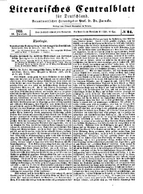 Literarisches Zentralblatt für Deutschland Samstag 16. Juni 1855