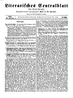 Literarisches Zentralblatt für Deutschland Samstag 28. Juli 1855