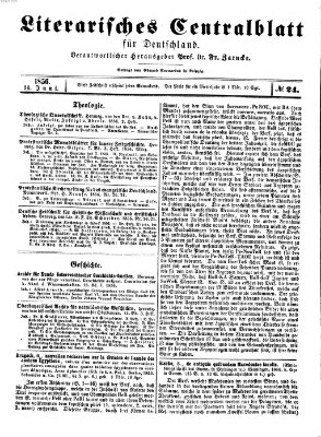Literarisches Zentralblatt für Deutschland Samstag 14. Juni 1856