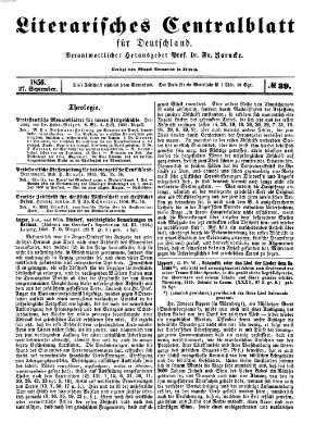 Literarisches Zentralblatt für Deutschland Samstag 27. September 1856