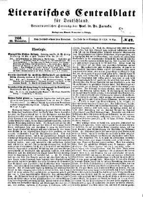 Literarisches Zentralblatt für Deutschland Samstag 22. November 1856