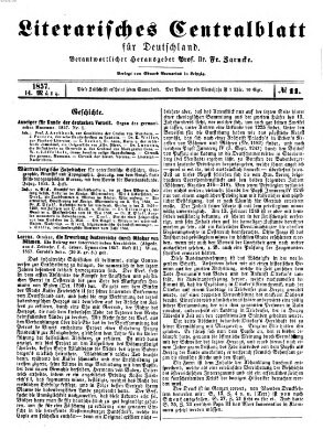 Literarisches Zentralblatt für Deutschland Samstag 14. März 1857
