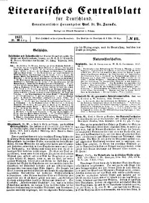 Literarisches Zentralblatt für Deutschland Samstag 21. März 1857