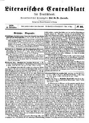 Literarisches Zentralblatt für Deutschland Samstag 13. November 1858