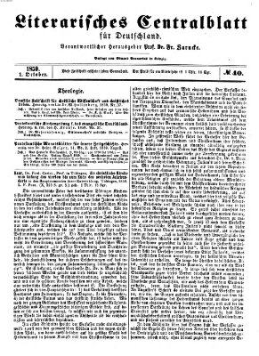 Literarisches Zentralblatt für Deutschland Samstag 1. Oktober 1859