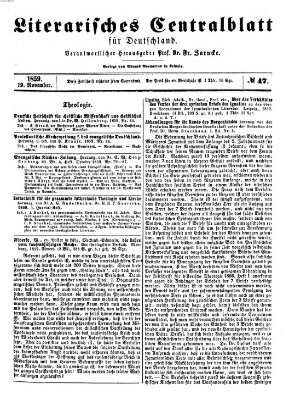 Literarisches Zentralblatt für Deutschland Samstag 19. November 1859