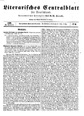 Literarisches Zentralblatt für Deutschland Samstag 21. Januar 1860