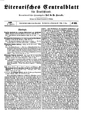 Literarisches Zentralblatt für Deutschland Samstag 7. Juli 1860