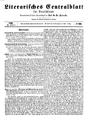Literarisches Zentralblatt für Deutschland Samstag 21. Juli 1860