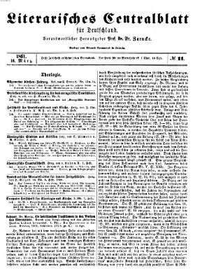 Literarisches Zentralblatt für Deutschland Samstag 16. März 1861