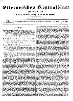Literarisches Zentralblatt für Deutschland Samstag 21. September 1861