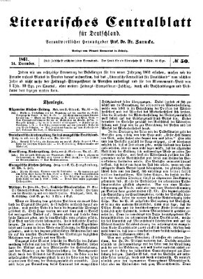 Literarisches Zentralblatt für Deutschland Samstag 14. Dezember 1861
