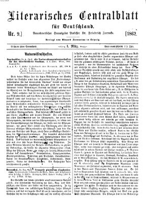Literarisches Zentralblatt für Deutschland Samstag 1. März 1862