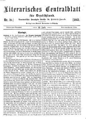 Literarisches Zentralblatt für Deutschland Samstag 12. Juli 1862