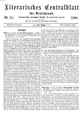 Literarisches Zentralblatt für Deutschland Samstag 30. August 1862