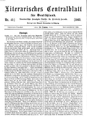 Literarisches Zentralblatt für Deutschland Samstag 18. Oktober 1862
