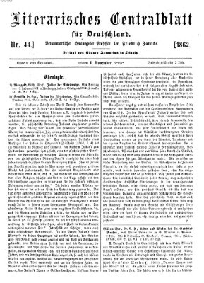 Literarisches Zentralblatt für Deutschland Samstag 1. November 1862