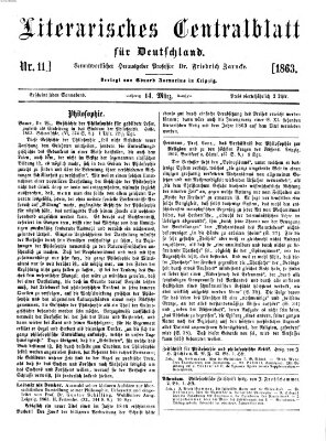 Literarisches Zentralblatt für Deutschland Samstag 14. März 1863