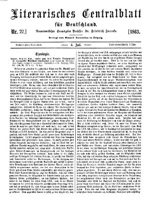 Literarisches Zentralblatt für Deutschland Samstag 4. Juli 1863