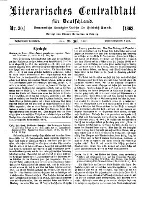 Literarisches Zentralblatt für Deutschland Samstag 25. Juli 1863