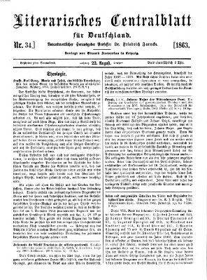 Literarisches Zentralblatt für Deutschland Samstag 22. August 1863