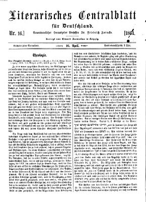 Literarisches Zentralblatt für Deutschland Samstag 16. April 1864