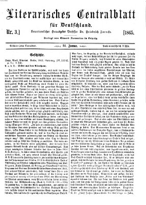 Literarisches Zentralblatt für Deutschland Samstag 14. Januar 1865