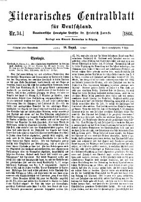 Literarisches Zentralblatt für Deutschland Samstag 18. August 1866