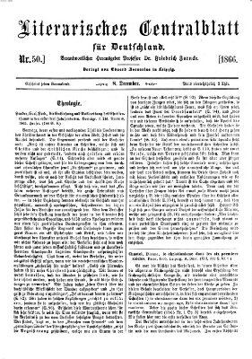 Literarisches Zentralblatt für Deutschland Samstag 8. Dezember 1866