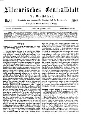 Literarisches Zentralblatt für Deutschland Samstag 19. Januar 1867