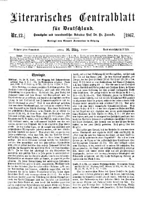 Literarisches Zentralblatt für Deutschland Samstag 16. März 1867