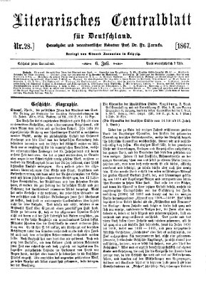 Literarisches Zentralblatt für Deutschland Samstag 6. Juli 1867