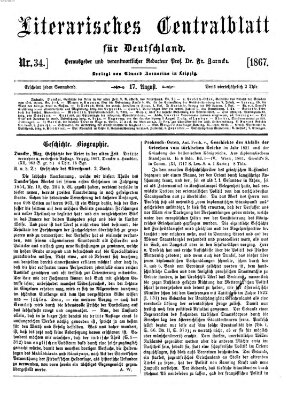 Literarisches Zentralblatt für Deutschland Samstag 17. August 1867