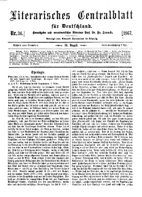 Literarisches Zentralblatt für Deutschland Samstag 31. August 1867