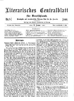 Literarisches Zentralblatt für Deutschland Samstag 11. Januar 1868