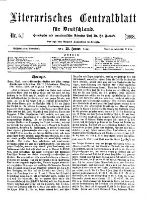 Literarisches Zentralblatt für Deutschland Samstag 25. Januar 1868