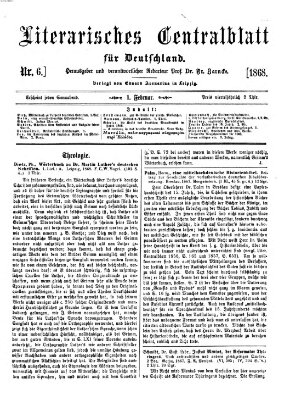 Literarisches Zentralblatt für Deutschland Samstag 1. Februar 1868
