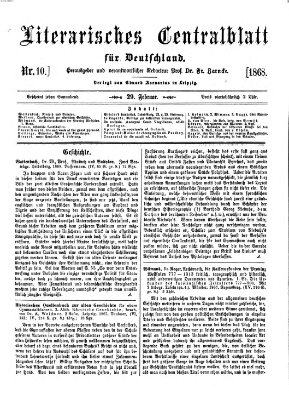 Literarisches Zentralblatt für Deutschland Samstag 29. Februar 1868