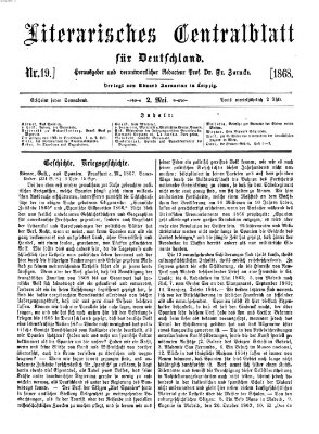 Literarisches Zentralblatt für Deutschland Samstag 2. Mai 1868