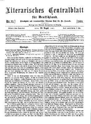 Literarisches Zentralblatt für Deutschland Samstag 22. August 1868