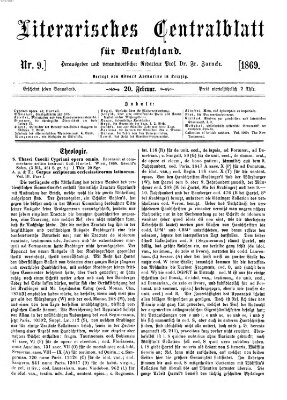 Literarisches Zentralblatt für Deutschland Samstag 20. Februar 1869