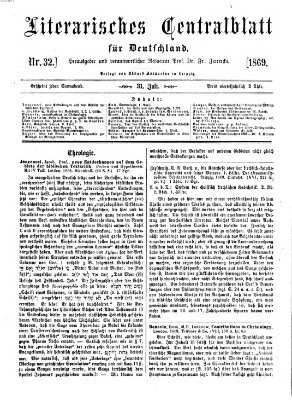 Literarisches Zentralblatt für Deutschland Samstag 31. Juli 1869