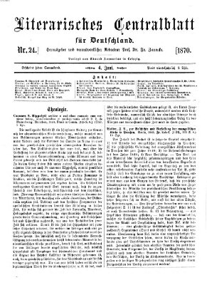 Literarisches Zentralblatt für Deutschland Samstag 4. Juni 1870